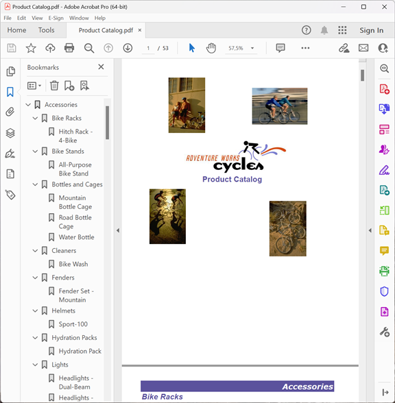 Product Catalog report in PDF